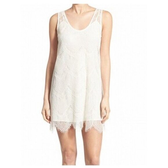 Cupcakes & Cashmere Ivory Sleeveless Lace Sheath Dress Women’s Size Large - Picture 12 of 12